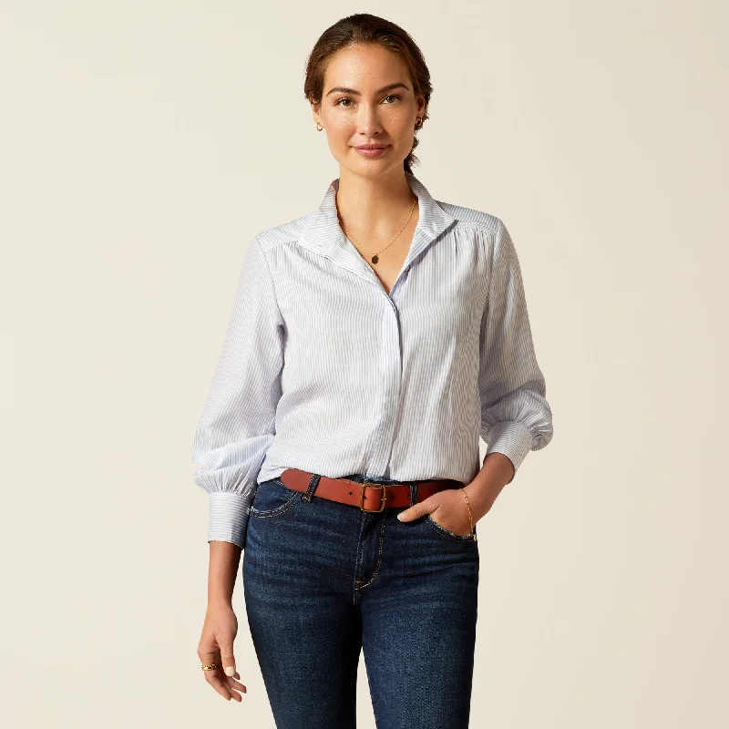 Ariat Women's Charolais Long Sleeve Blouse - Blue Pinstripe