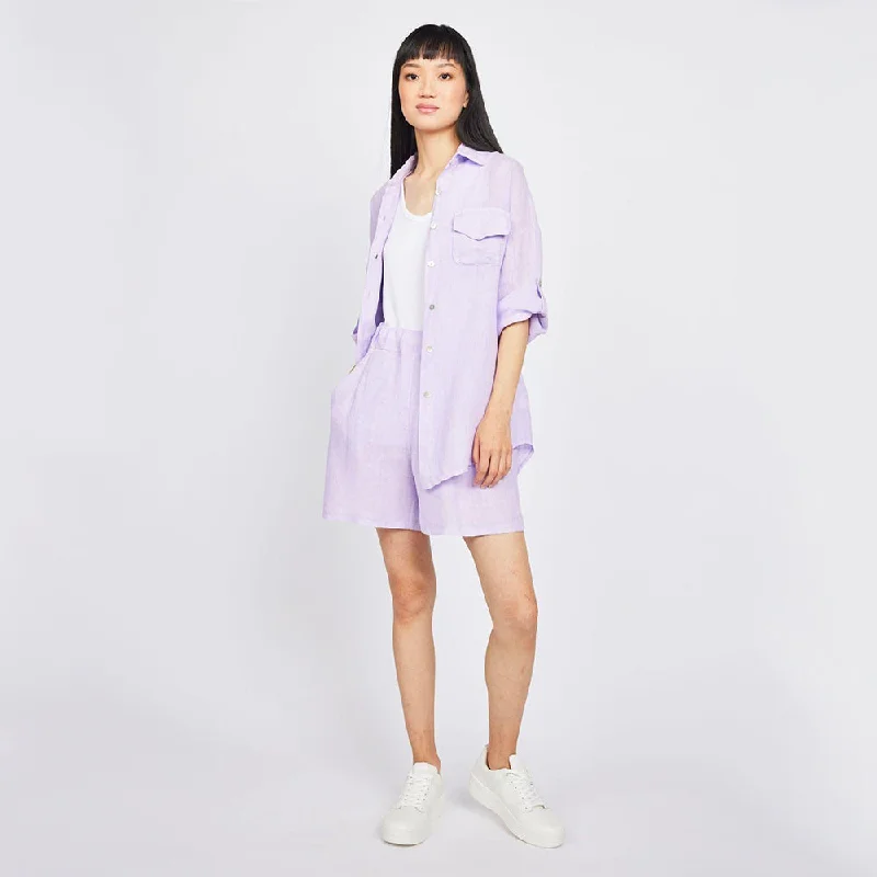 Double Pocket Linen Blouse (Lilac)