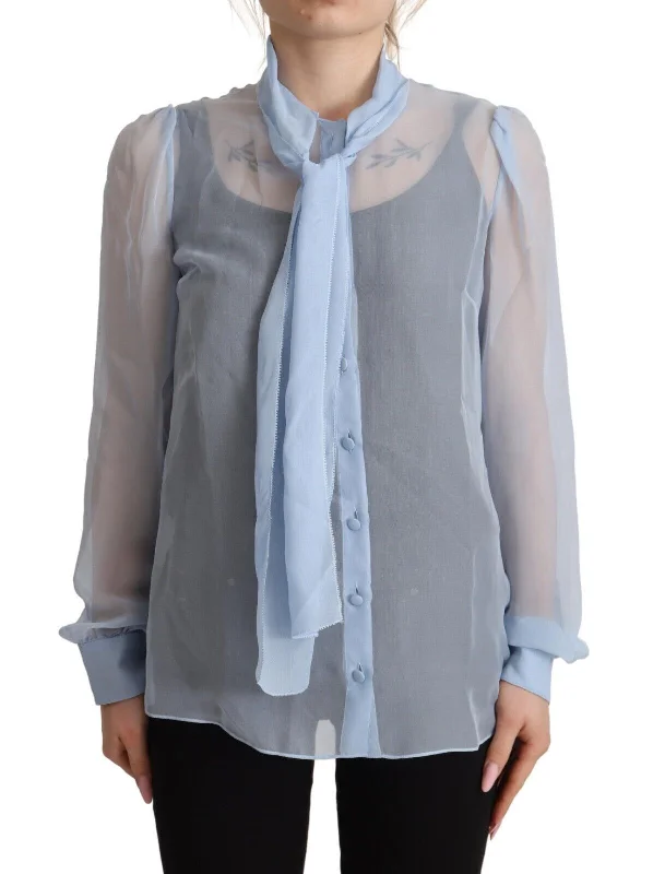 Elegant Silk Ascot Collar Blouse