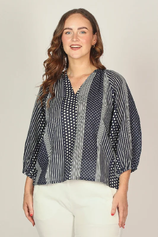 Finch Blouse in Polka Stripes