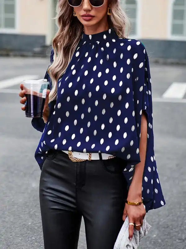 Golden Polka Dot Temperament Design Sense Long-Sleeved blouse