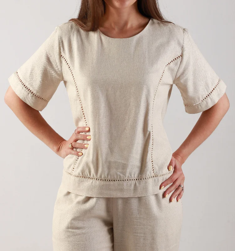 "LADLACE" - BLOUSE - LINEN OAT