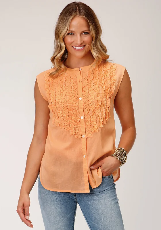 Roper Womens 1597 Voile Apricot 100% Cotton S/L Blouse