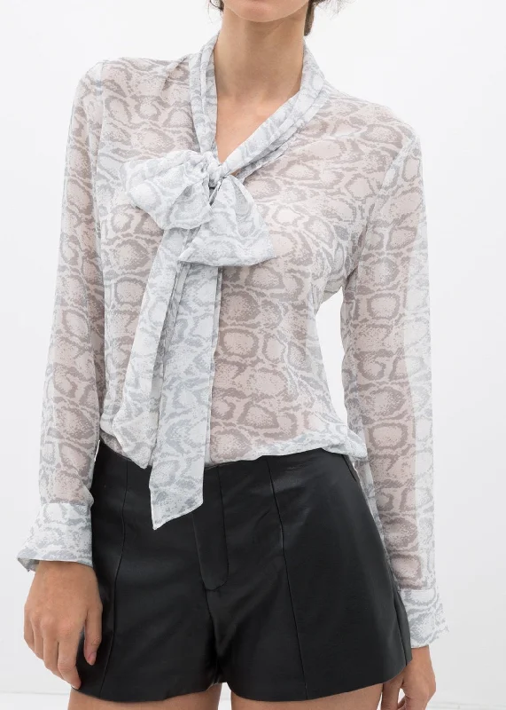 Tie Neck Sheer Blouse