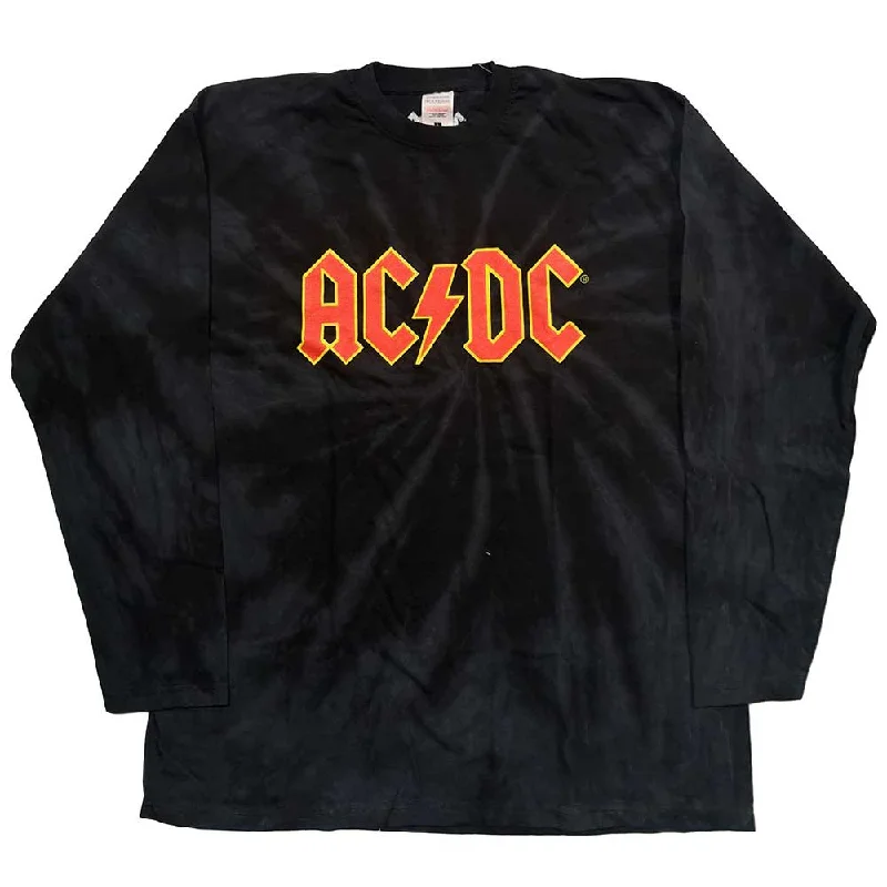 AC/DC Unisex Long Sleeved T-Shirt: Logo (Dip-Dye)