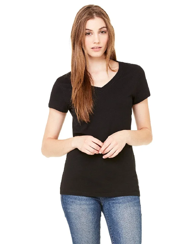 Bella+Canvas Ladies Short Sleeve V-Neck T-Shirt | Black