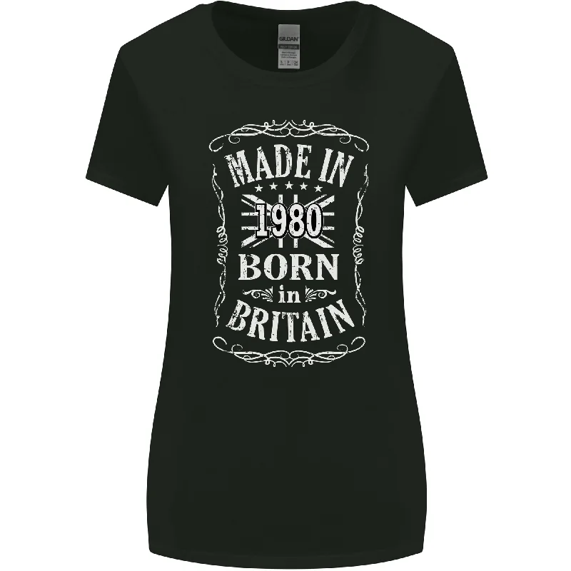 Born In Britain 43rd Birthday Made 1980 Womens Wider Cut T-Shirt