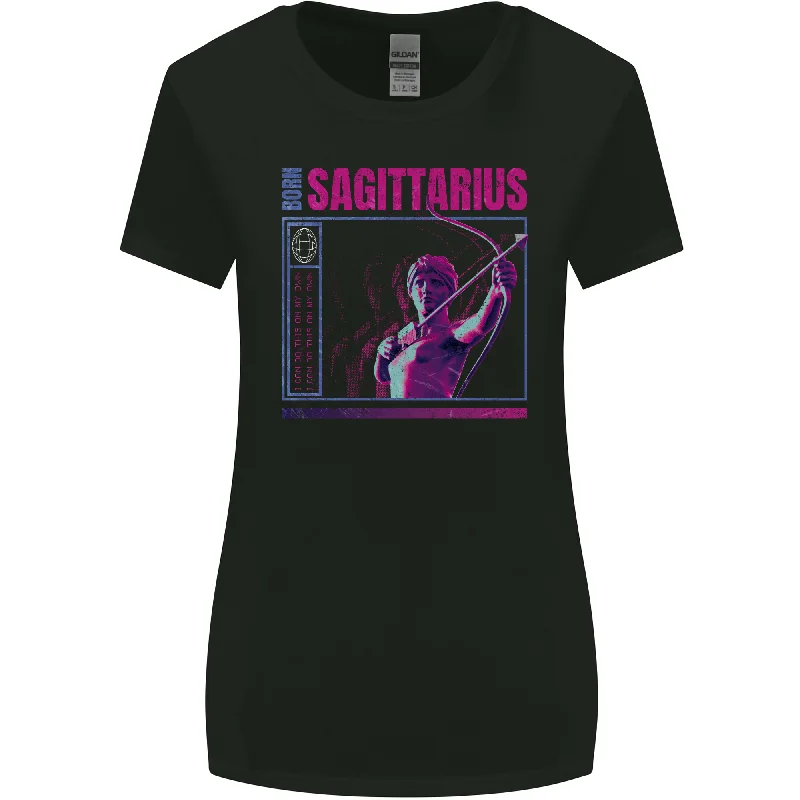 Born Sagittarius Star Sign Zodiac Astrological Womens Wider Cut T-Shirt