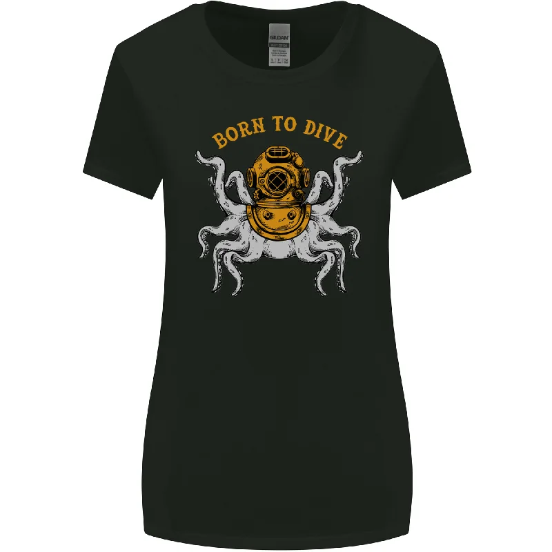 Born to Dive Octopus Scuba Diving Diver Womens Wider Cut T-Shirt