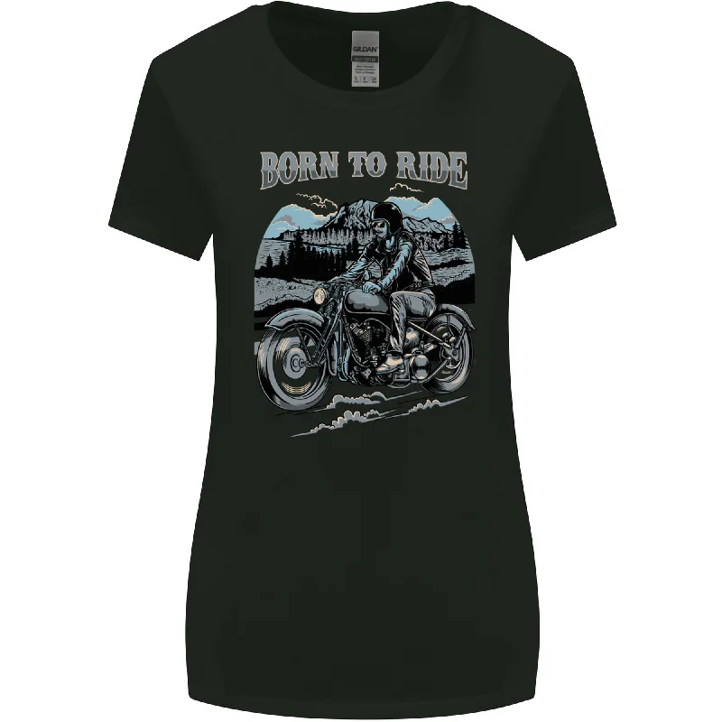 Born to Ride Motorbike Motorcycle Biker Womens Wider Cut T-Shirt