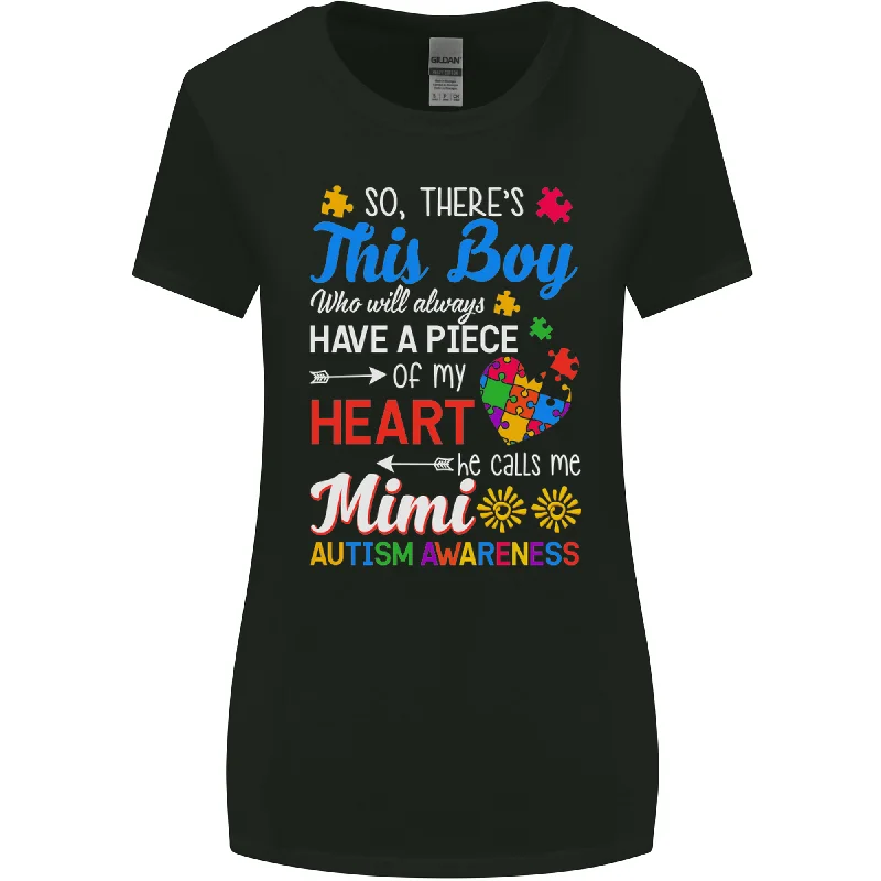 Boy Calls Me Mimi Autistic Autism Awareness Womens Wider Cut T-Shirt