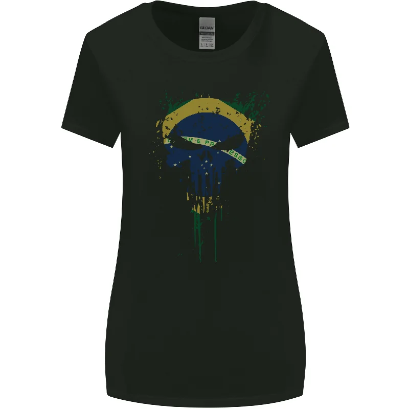 Brazil Skull Gym Training Bodybuilding Womens Wider Cut T-Shirt