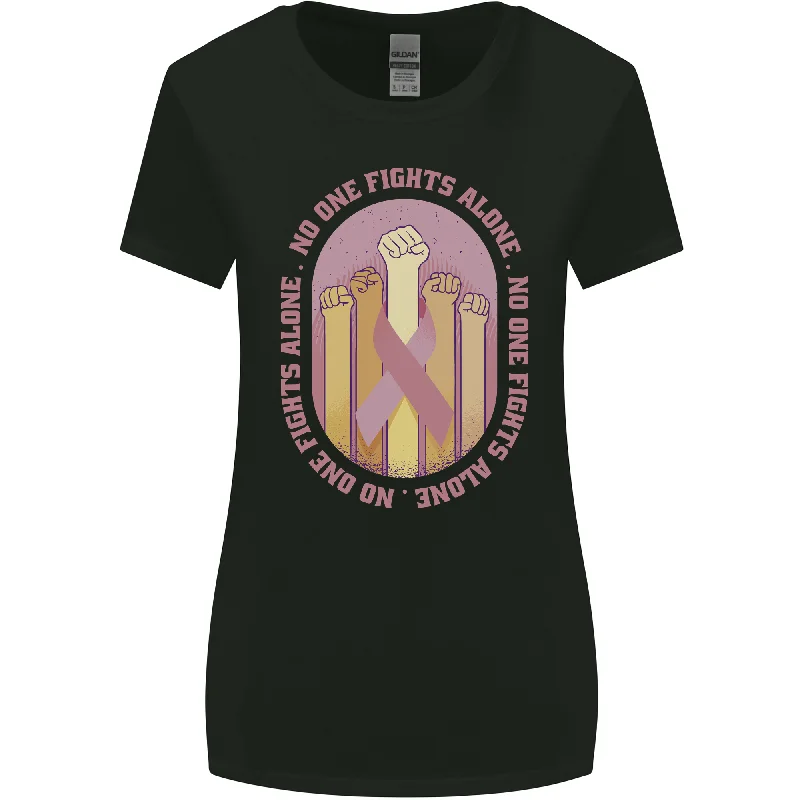 Breast Cancer Awareness Fights Alone Womens Wider Cut T-Shirt