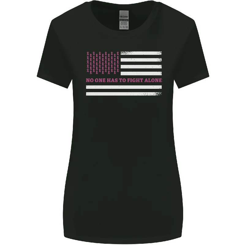 Breast Cancer Awareness USA Flag Womens Wider Cut T-Shirt