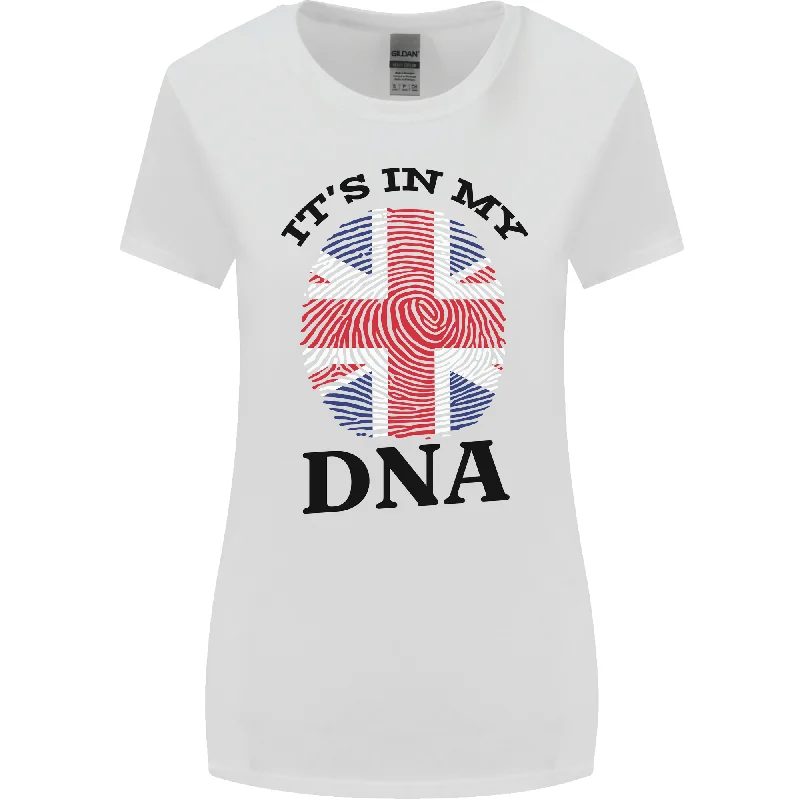 Britain Its in My DNA Funny Union Jack Flag Womens Wider Cut T-Shirt