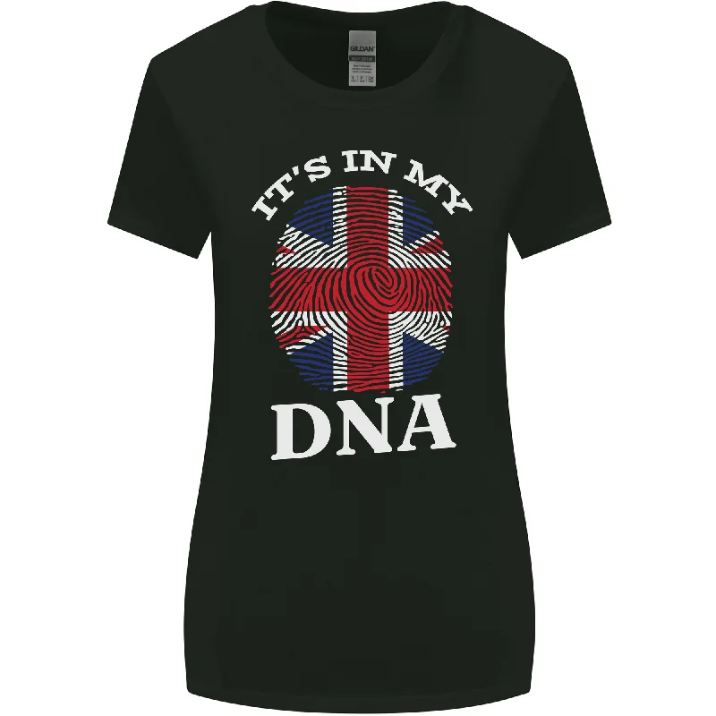 Britain Its in My DNA Funny Union Jack Flag Womens Wider Cut T-Shirt