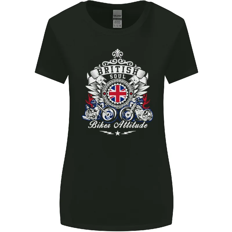 British Soul Biker Motorcycle Motorbike Womens Wider Cut T-Shirt