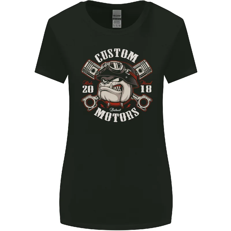 Bulldog Custom Motorcycle Motorbike Biker Womens Wider Cut T-Shirt