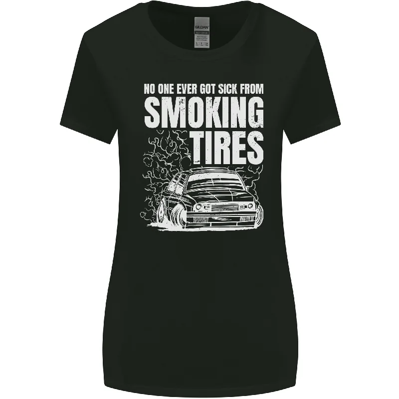 Burning Tires Car Drifting Womens Wider Cut T-Shirt