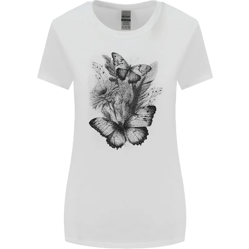 Butterflies & Flowers in the Wild Nature Womens Wider Cut T-Shirt