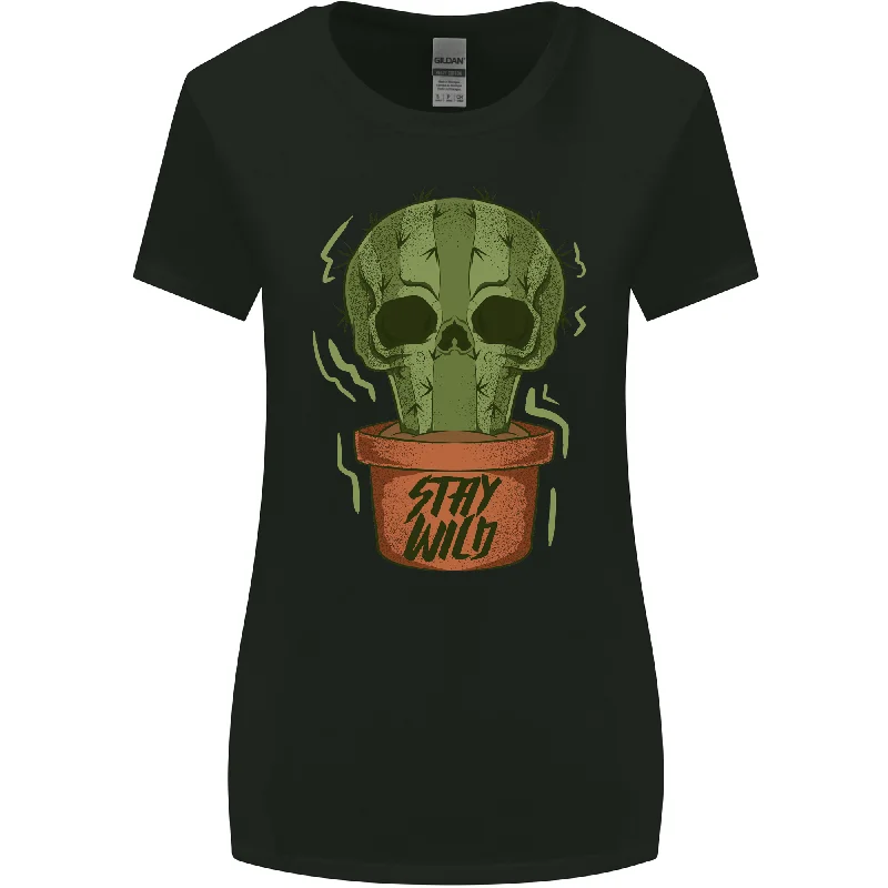 Cactus Skull Gardening Gardener Plants Womens Wider Cut T-Shirt