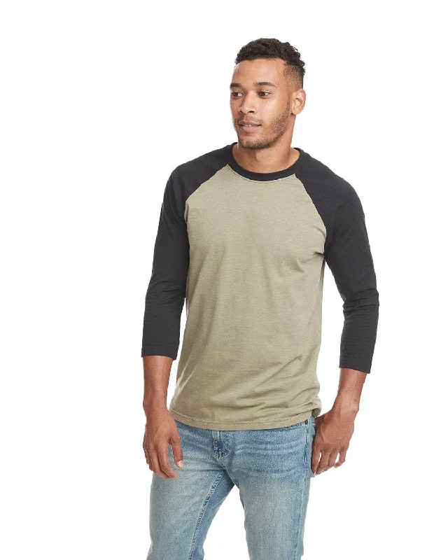 Next Level Unisex CVC 3/4 Sleeve Raglan Baseball T-Shirt | Black/ Olive