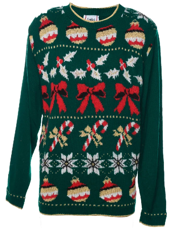 Festive Season Red & Green Christmas Jumper - M