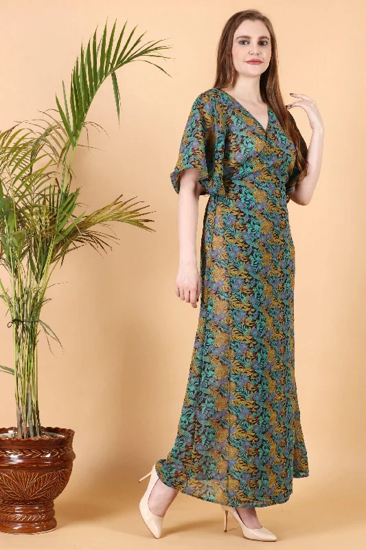 Floral Printed Wrap Around Maxi Dress