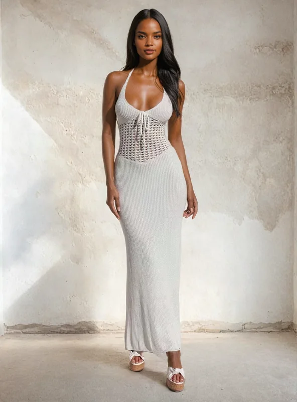 Hollow Out Knitted  Maxi Dress