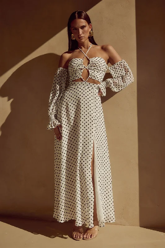 KARMA MAXI DRESS - WHITE POLKA