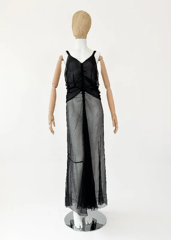 Vintage 1930s Sheer Silk Maxi Dress