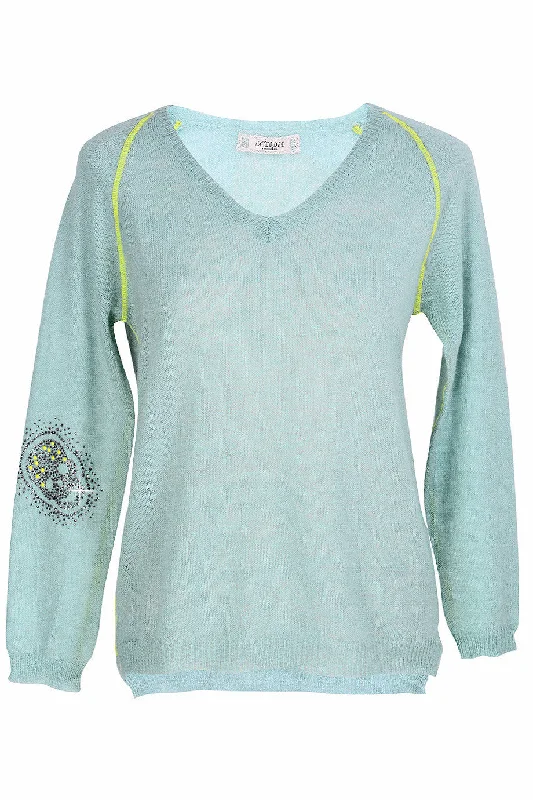 HELMA Light Blue Crystal Skull Jumper