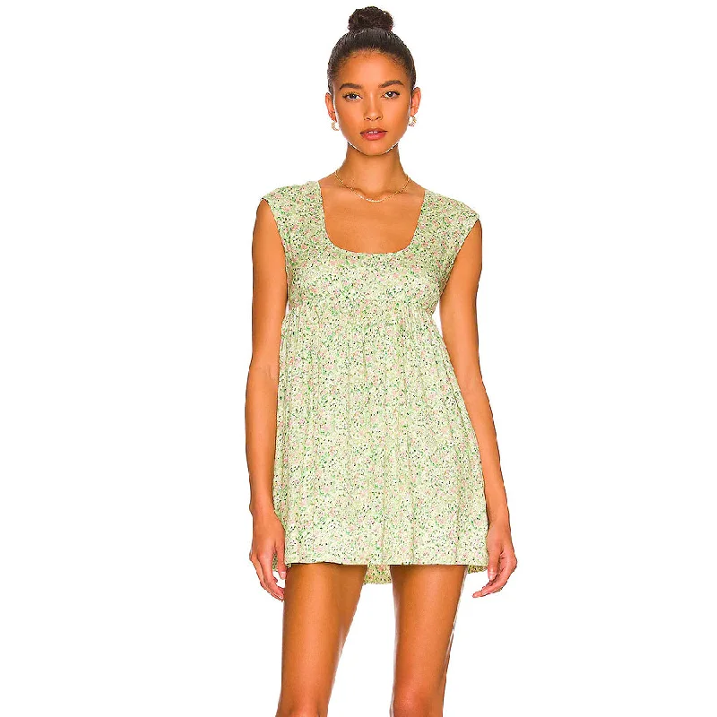 Anna Nata Women's 'Hannah' Floral Mini Dress in Light Sage