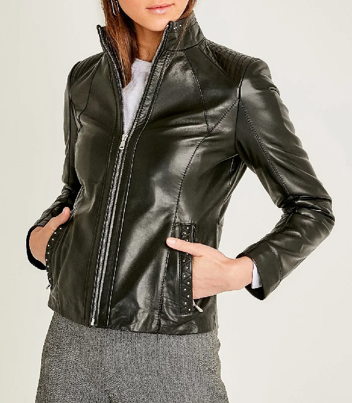 Black Grace Leather Jacket For Women