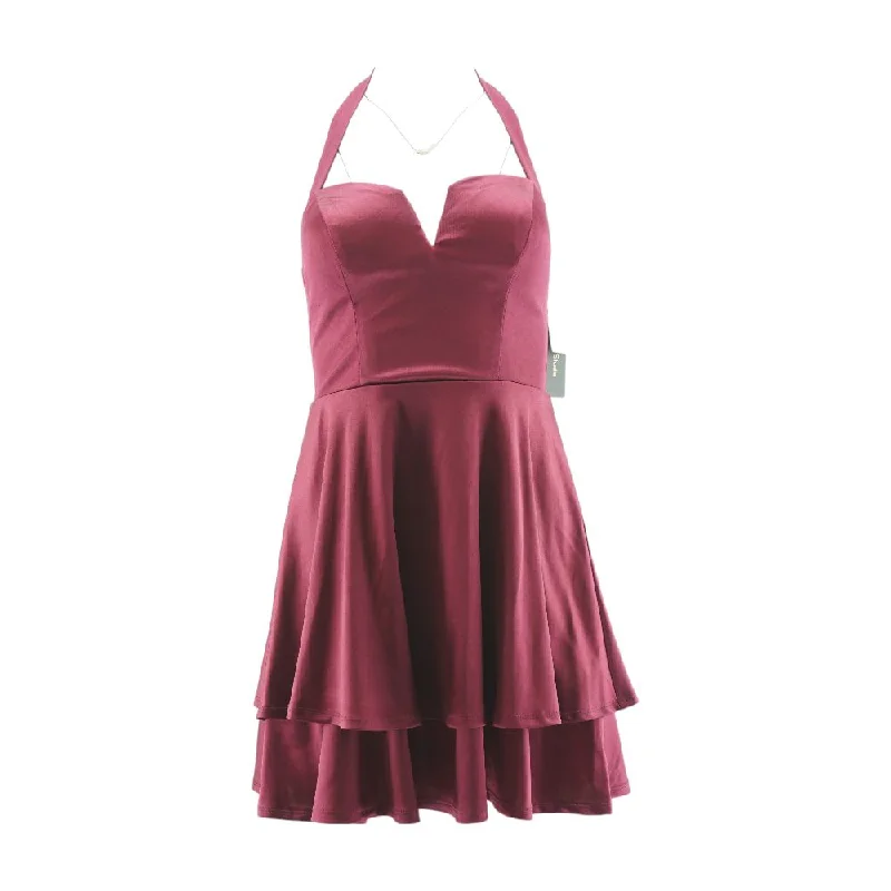 Burgundy Solid Mini Dress