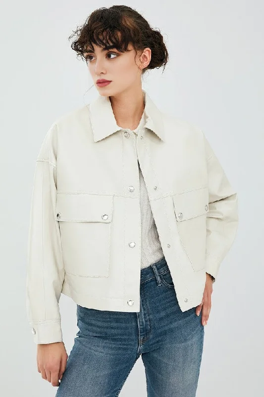 Chaser Box White Women Leather Jacket