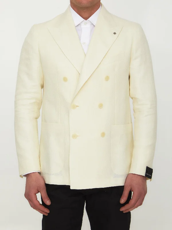 Cream-colored Double-breasted Jacket