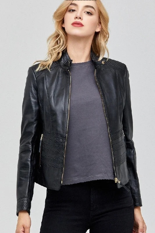 Dahlia Black Leather Jacket for Women