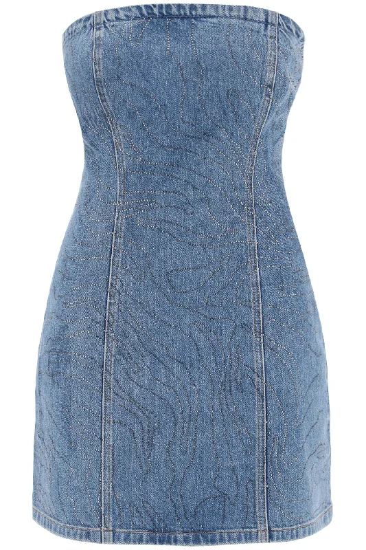 ROTATE denim mini dress with rhin