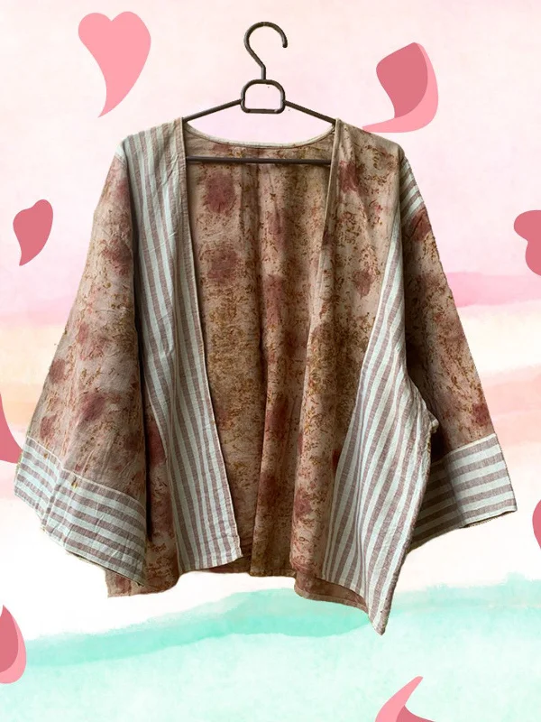 Ecoprinted Handwoven Breezy Jacket Pink & Brown