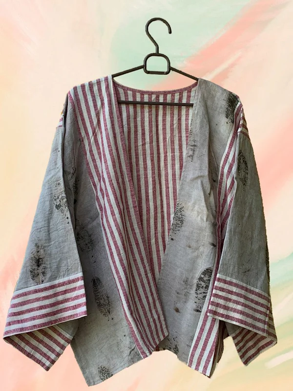 Ecoprinted Handwoven Breezy Jacket Pink