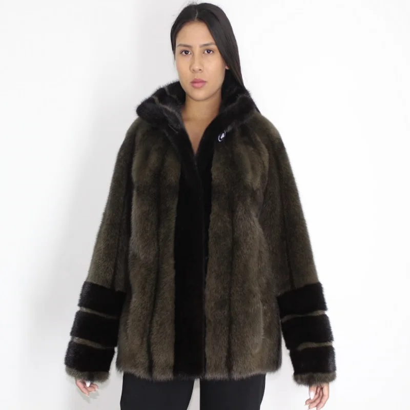 EPSILON Colored Khaki mink jacket