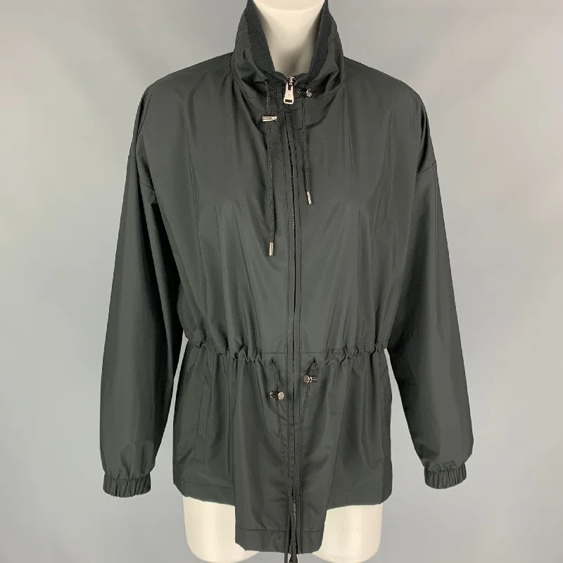 FALCONERI Size S Black Polyester Blend Drawstring Waterproof Jacket