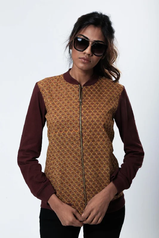 Hand Screen Printed Mustard Bomber Jacket