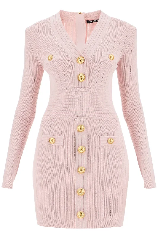 BALMAIN knitted mini dress with buttons