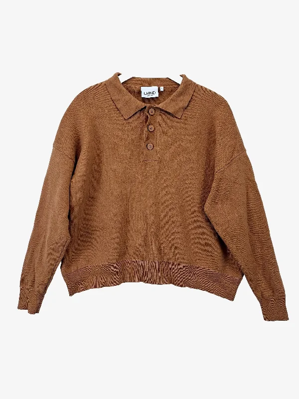 LMND Tan Collared Boxy Knit Jumper Size S