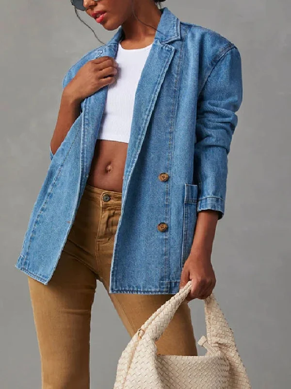 Long Sleeve Collared Neck Denim Jacket