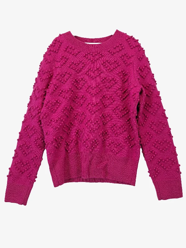 Marcs Magenta Bobble Crew Neck Knit Love Jumper Size S