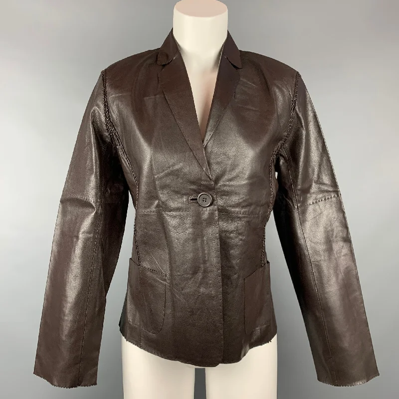 MAXSTUDIO Size S Brown Leather Jacket