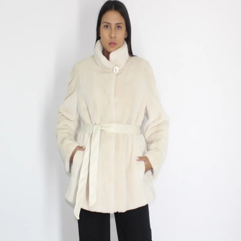 NI Ivory shaved mink jacket